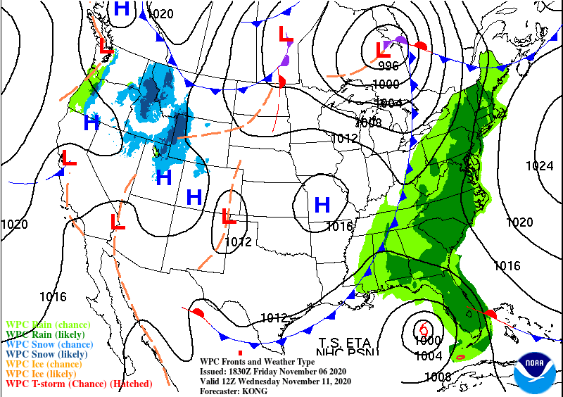 Surface map for Wednesday, November 11